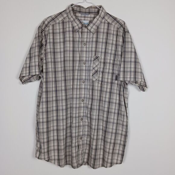 Columbia Men XL Omni-Wick Short Sleeve Button Up Shirt Plaid Pre-owned - Picture 1 of 5